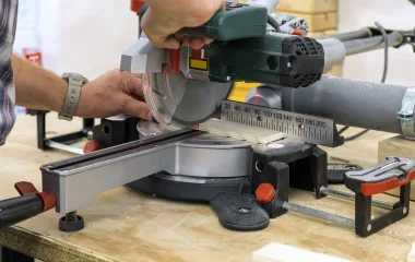 Photo of a Slide Compound Saw in action! If you have a weekend project with lots of accurate cuts, this bit of kit will save you so much time.