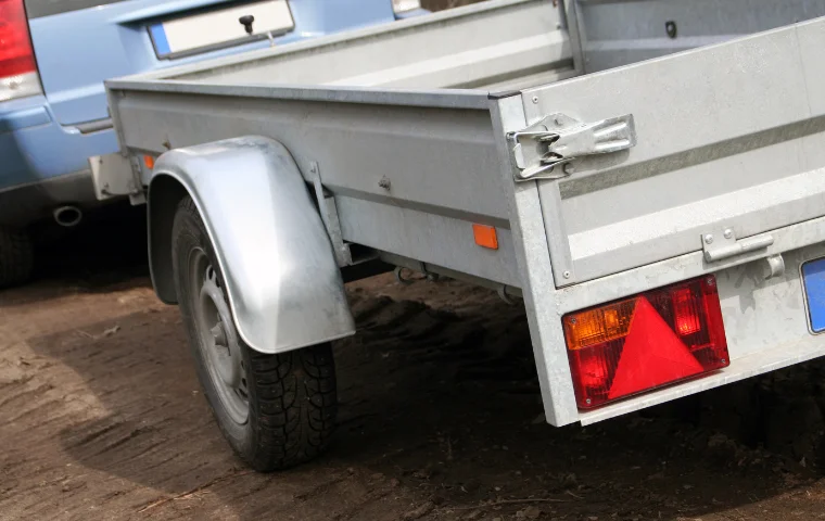 Trailer rear light and indicator showing potential electrical fault or wiring issue